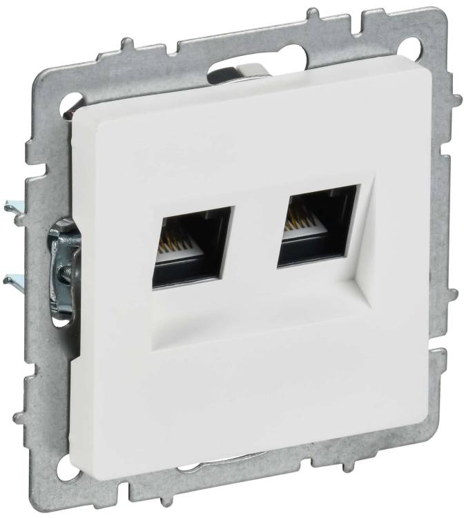 Розетка компьютерная RJ45 2-местная IEK Brite BR-K20-1-K91 арктический белый