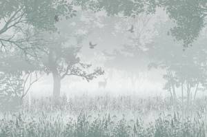 3D Фотообои Artegrafico «Лиственый лес с оленем в зелёном» VG-012 канвас