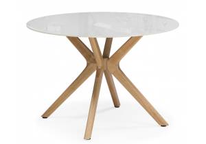 Кухонный стол Woodville Unika 15976 белый мрамор / светлое дерево