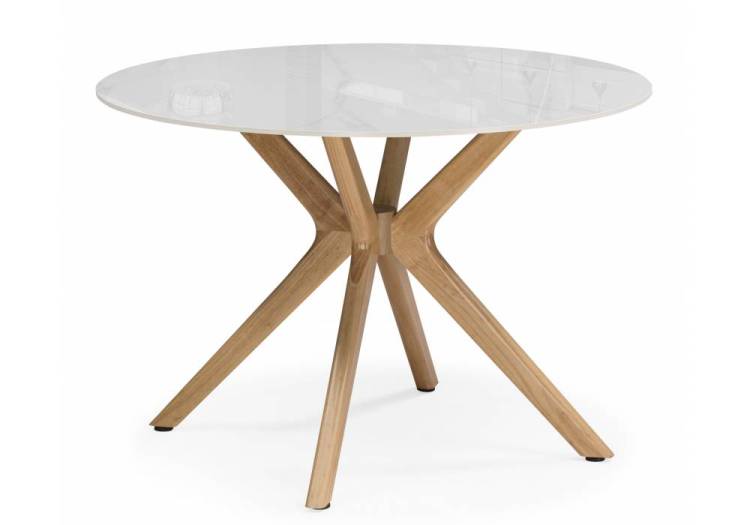 Кухонный стол Woodville Unika 15976 белый мрамор / светлое дерево