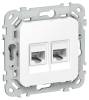 Розетка телефонная RJ11+Ethernet RJ45 IEK Flite FI-KT22-2-K01 белый