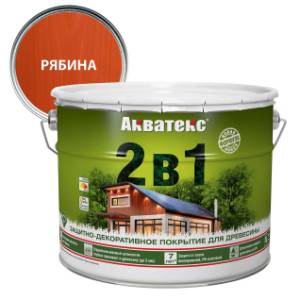 Защитно-декоративное покрытие для дерева Акватекс 2 в 1 алкидное полуматовое лессирующее рябина 9 л