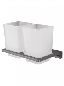 Два стакана Wonzon & Woghand WW-9128-GM с держателем, темный графит