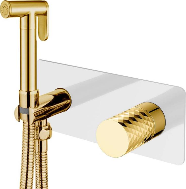 Гигиенический душ Boheme Stick 127-WG со смесителем, С ВНУТРЕННЕЙ ЧАСТЬЮ, white, diamond gold