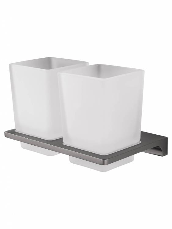 Два стакана Wonzon & Woghand WW-9128-GM с держателем, темный графит