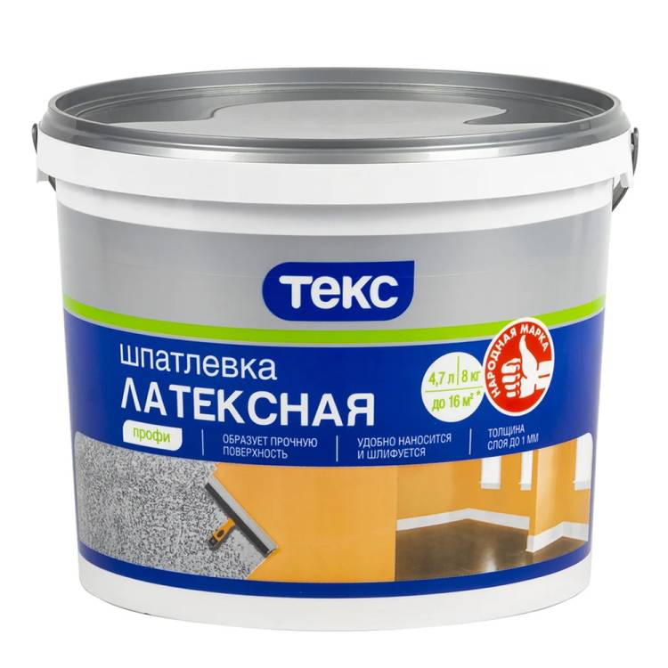 Латексная шпатлевка для внутренних работ Текс Профи 8 кг