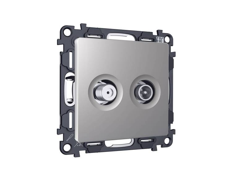 Комплект механизма TV розетки оконечной+SAT Ambrella Volt MA MA513310 сталь матовый