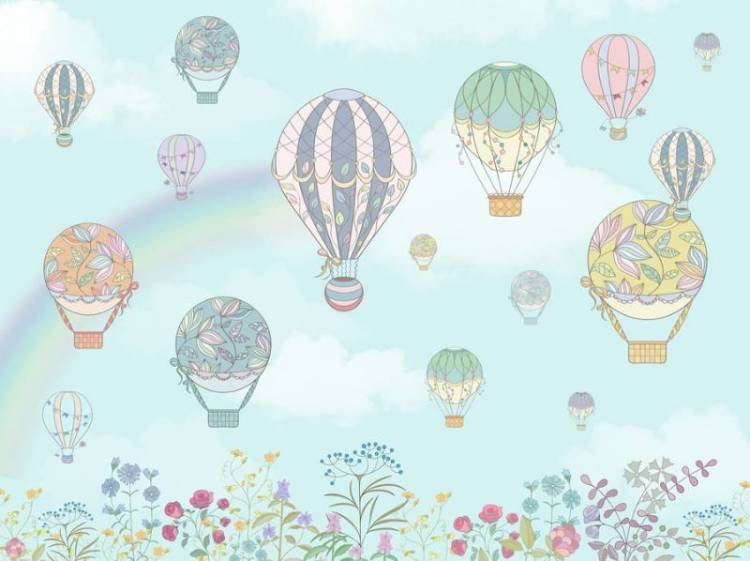 3D Фотообои Artegrafico «Шары в радужном небе» KID-054 канвас