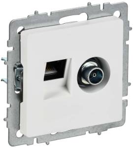 ТВ-розетка+Ethernet RJ45 IEK Brite BR-AK20-1-K91 арктический белый