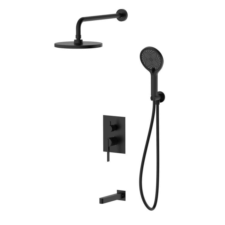 Душевой комплект DQ Bonn DA1705605 встраиваемый с изливом, черный матовый