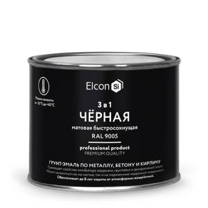 Грунт-эмаль по ржавчине 3 в 1 Elcon матовая черная 0.4 кг