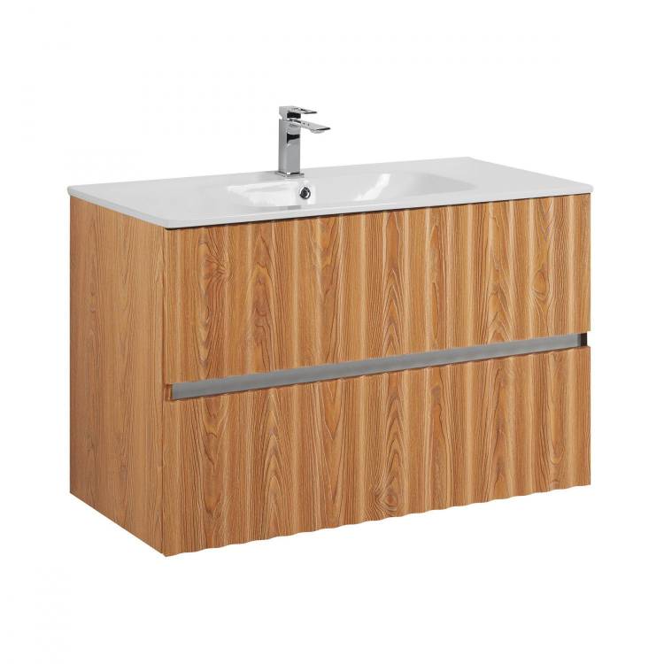 Тумба под раковину Art&Max Elegant AM-ELEGANT-900-2C-SO-BR-P с LED подсветкой ручек, Бран, 90x43.8x58