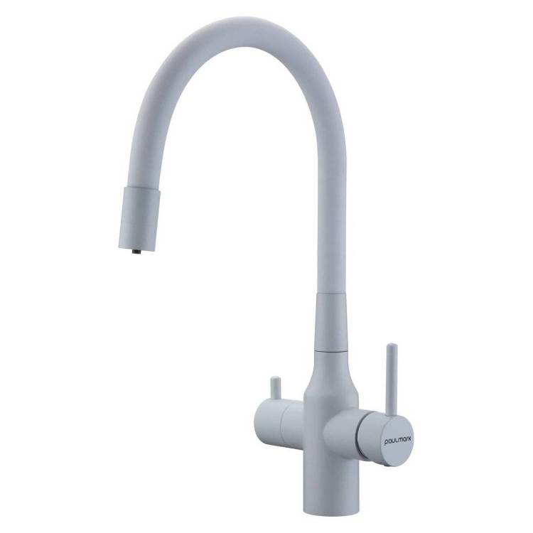 Смеситель для кухни Paulmark Salix Sa213419-WH с гибким изливом, белый матовый