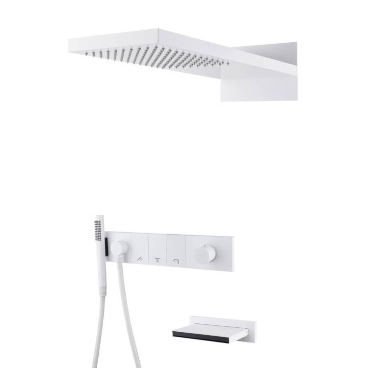 Душевая система Boheme Zodiac 132-2-MW белая матовая, с изливом