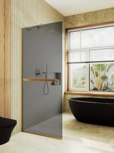 Душевая перегородка MaybahGlass MGD-729-3у 79x195, стекло графит 8 мм, профиль золото