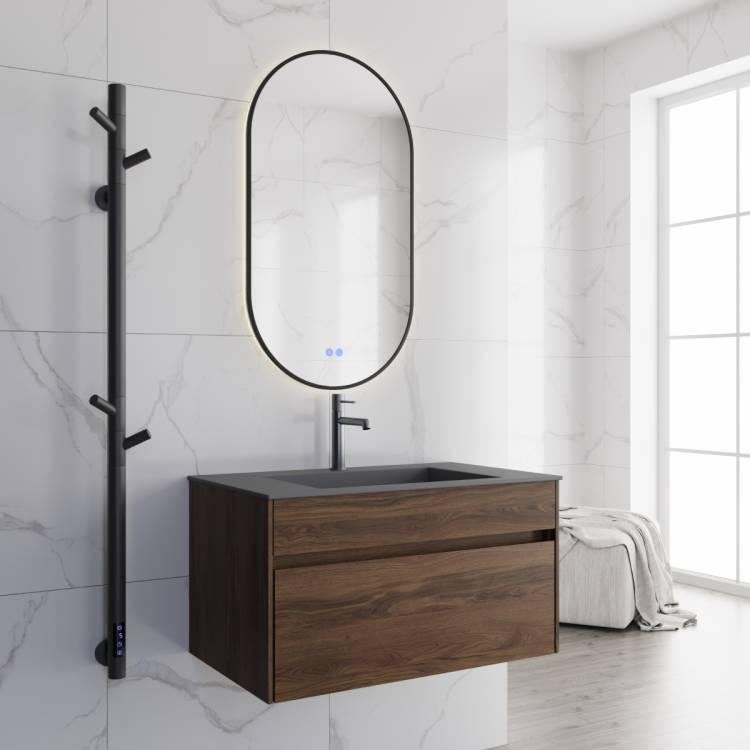 Тумба с раковиной Vincea Chiara 800 1 выкатной ящик, C.Oak, раковина серая