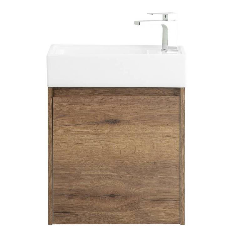 Тумба с раковиной Belbagno Kraft Mini KRAFT MINI-500/260-1A-SO-RT-L 45x25x50 Rovere Tabacco подвесная с распашной дверцей, левосторонняя