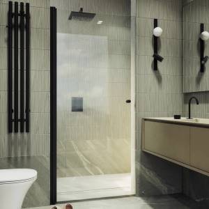 Душевая дверь в нишу MaybahGlass MGD-809-6 профиль черный, стекло прозрачное 90x198