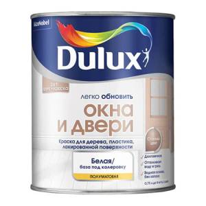Краска для дерева и пластика водно-дисперсионная Dulux Окна и Двери полуматовая база BС 0.75 л