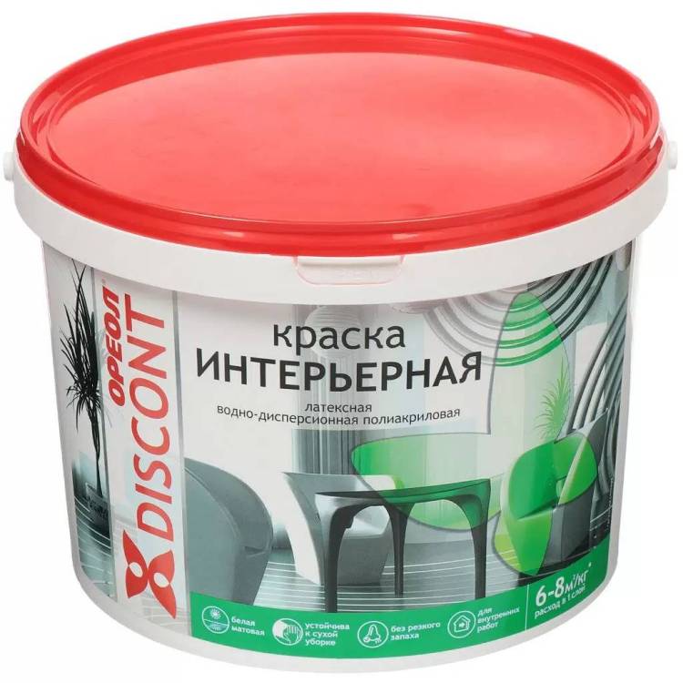 Краска для стен и потолков полиакриловая Ореол Дисконт матовая белая 1.5 кг