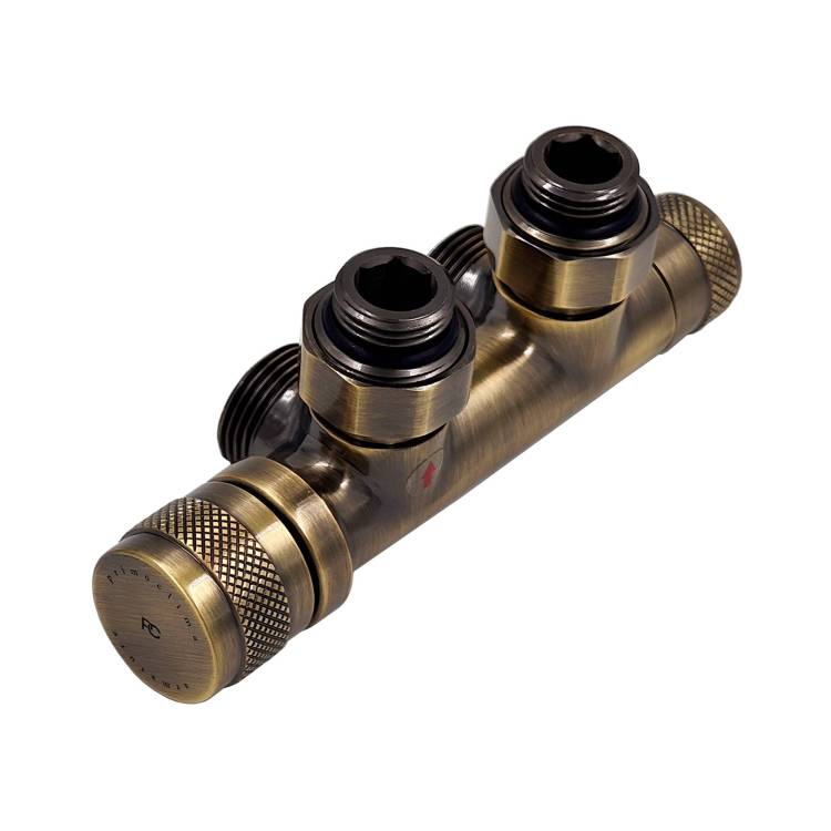 Узел нижнего подключения Primoclima Armature Lunar PCART888ABR термостатический, угловой, левый 1/2"х3/4"Е, бронза