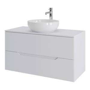 Тумба с раковиной Orange Line Li-100TuwMDF+B07-420W белая матовая, 100 см