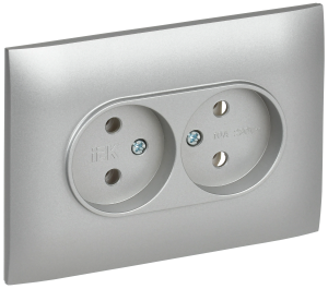 Розетка 2-местная IEK Skandy SK-R20-10-K23-F серебряный