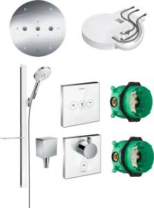 Душевой комплект Hansgrohe Raindance Rainmaker 600 (3 jet) 26117000 + 27648400 + 26455000 + 15735400 + 15736400
