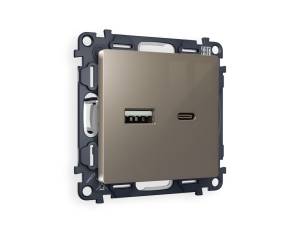 Комплект механизма розетки 2USB A+C 20W (быстрая зарядка) Ambrella Volt Alfa MA641010