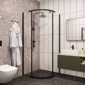 Душевой уголок Cerutti Spa CT9221 черный алюминий, прозрачное стекло