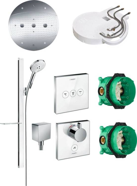 Душевой комплект Hansgrohe Raindance Rainmaker 600 (3 jet) 26117000 + 27648400 + 26455000 + 15735400 + 15736400