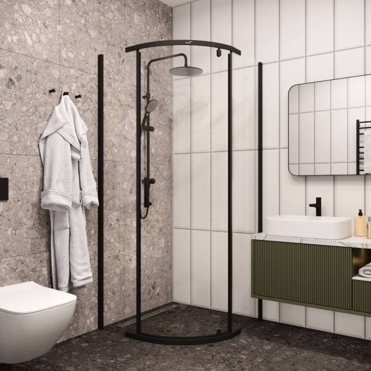 Душевой уголок Cerutti Spa CT9221 черный алюминий, прозрачное стекло