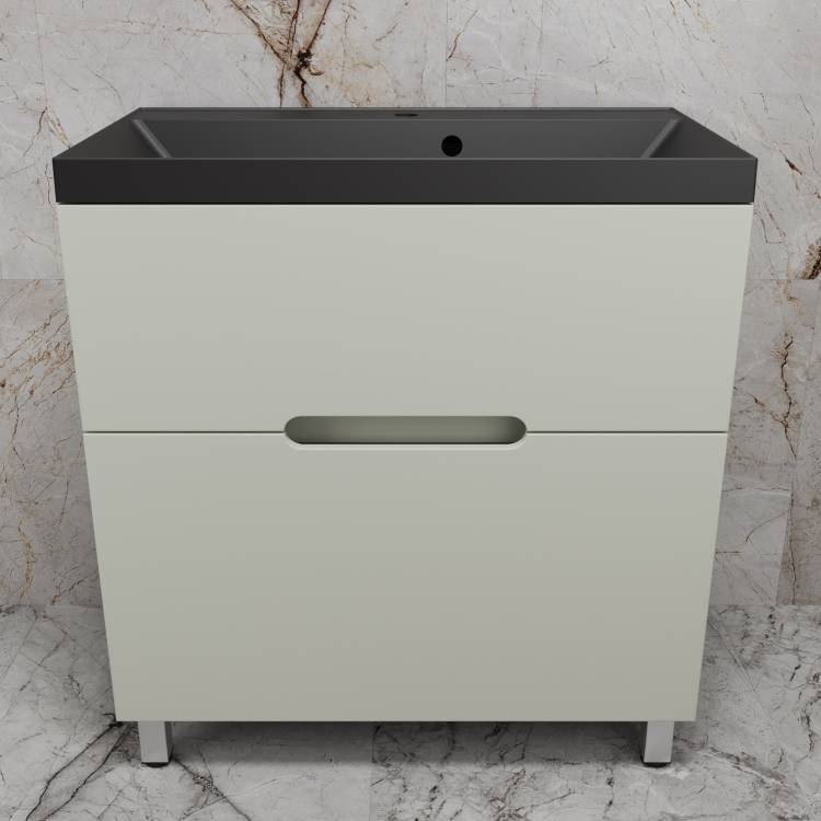 Тумба с раковиной Style Line Матис 80 напольная, олива, раковина антрацит, 82x80x45