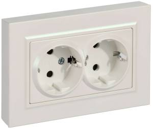 Розетка 2-местная с заземлением и шторками IEK Brite BR-R28-16-K36-F жемчуг