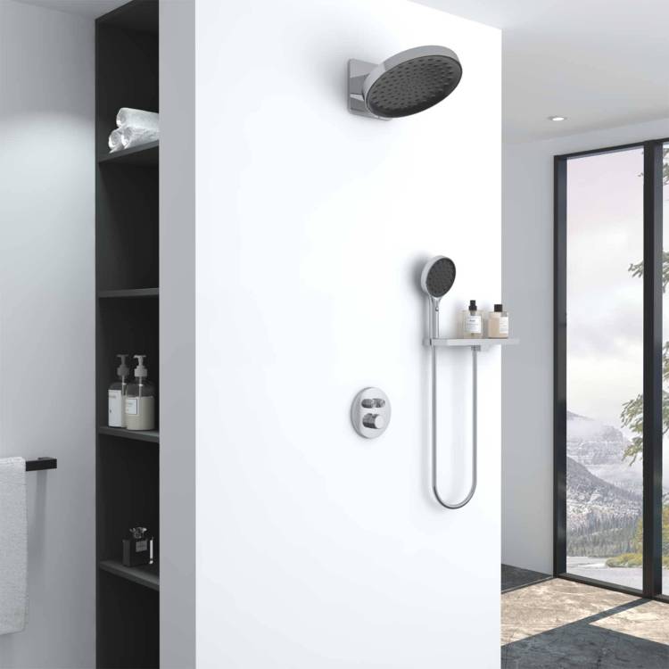 Душевой комплект Vincea Inspire VSFW-3I22MT3RCH встраиваемый, термостатический, двухрежимный, хром глянцевый