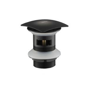 Донный клапан Aquatek AQ6004MB Push-open с переливом, крышка квадратная, матовый черный