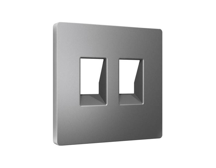 Лицевая панель для двойной компьютерной/телефонной розетки RJ-45/RJ-11 Ambrella Volt Alfa AP6621 антрацит серый