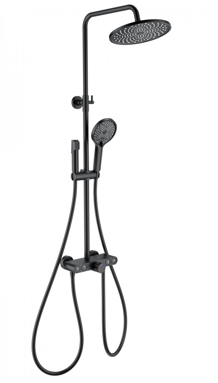 Душевая стойка Wonzon & Woghand WW-B4113-MB с термостатом, черный