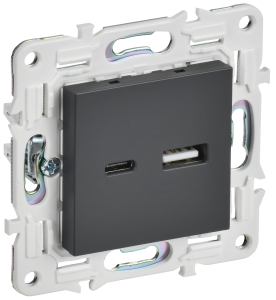 Розетка USB type A+C IEK Skandy SK-U22-018-K48 титан