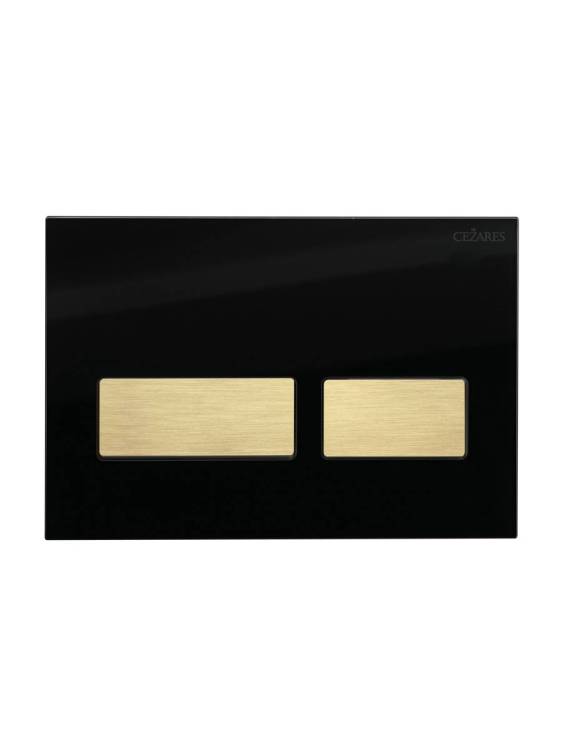 Кнопка смыва Cezares Lux LUX-GN-2-BORO черное стекло, брашированное золото