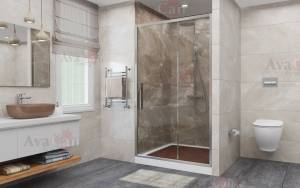 Душевая дверь в нишу AvaCan FC140 профиль черный, стекло прозрачное, 160x195