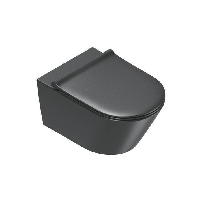 Унитаз подвесной Catalano Zero 0551200022 + 0111550022 + 9056060000 безободковый, с крышкой-сиденьем микролифт, черный матовый