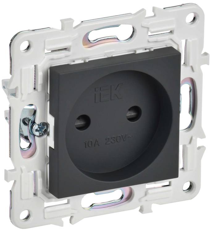 Розетка 1-местная с защитными шторками IEK Skandy SK-R13-10-K53 графит