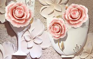 3D Фотообои Artegrafico «Объемная композиция с бутонами роз» BR-005 песок