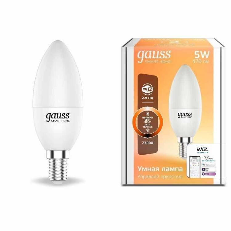 Лампа светодиодная диммируемая Gauss E14 5W 2700K матовая 1100112