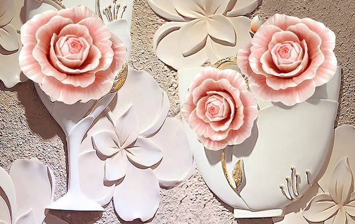 3D Фотообои Artegrafico «Объемная композиция с бутонами роз» BR-005 песок
