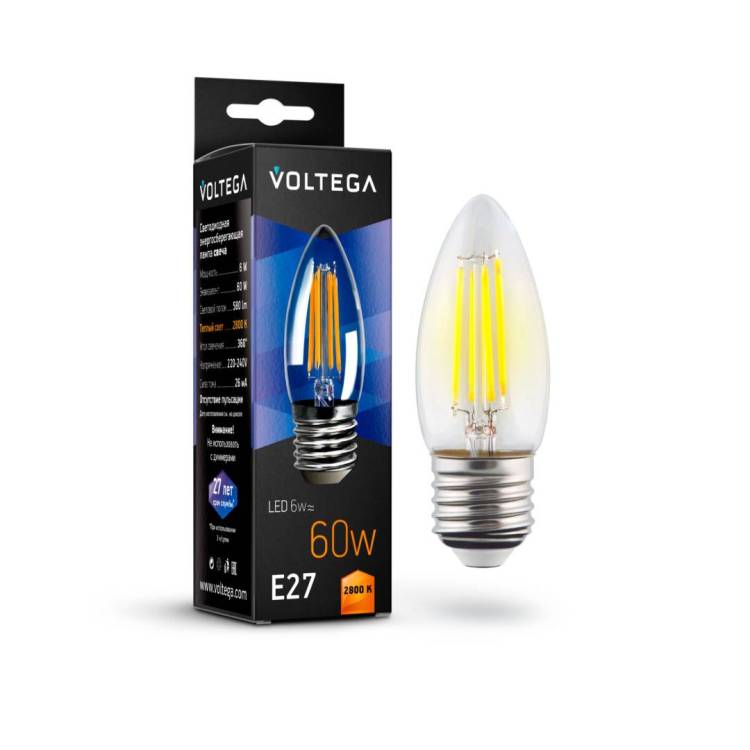 Светодиодная лампа Voltega Crystal Candle E27 6W 7046