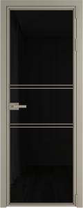 Межкомнатная дверь Profil Doors 2 AX цвет профиля Никель матовый, стекло безопасное 6 мм черный триплекс 700x2000