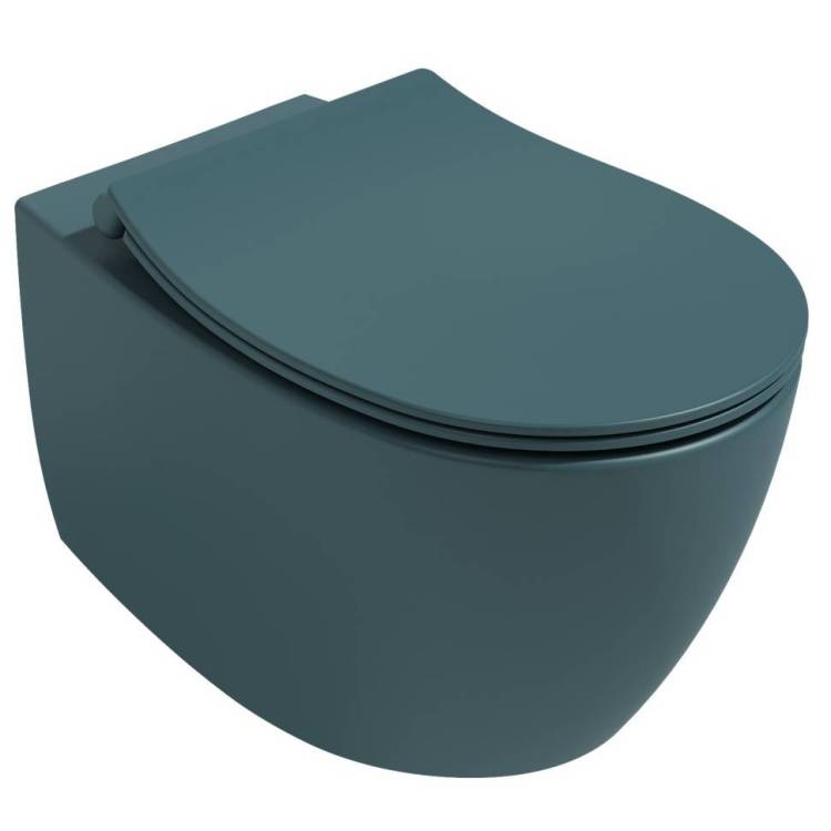 Унитаз подвесной Isvea Sentimenti Neo 10AR02010SV-2P + 40D40545I-S безободковый, с крышкой-сиденьем микролифт, изумрудный матовый