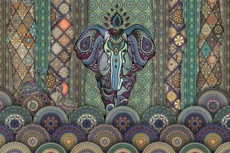 3D Фотообои Artegrafico «Величественный слон в лиловых оттенках» VS-016-3 акварель